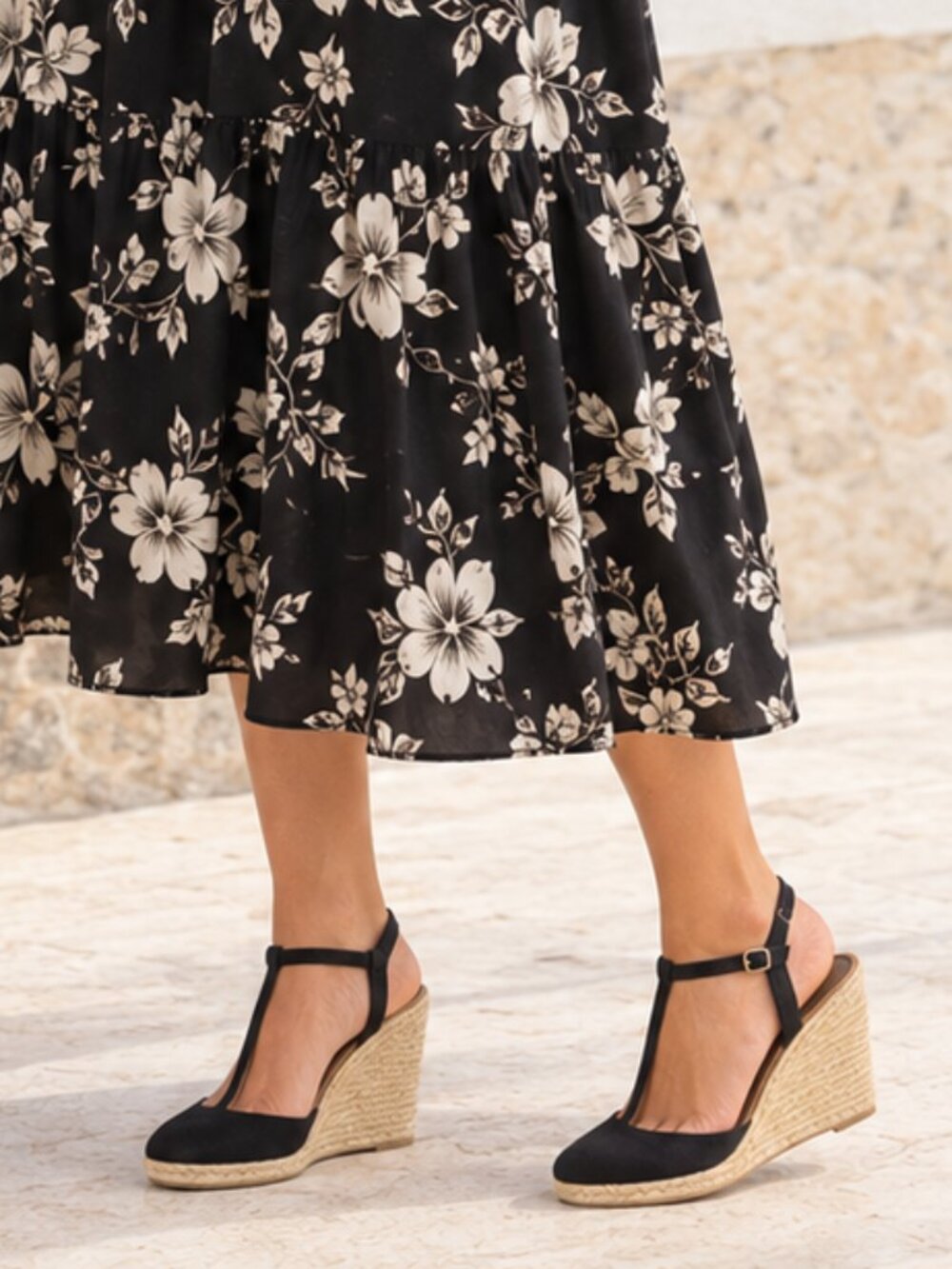 Lauren Ralph Lauren Cala Black Slingback Wedge Espadrilles Size 10B